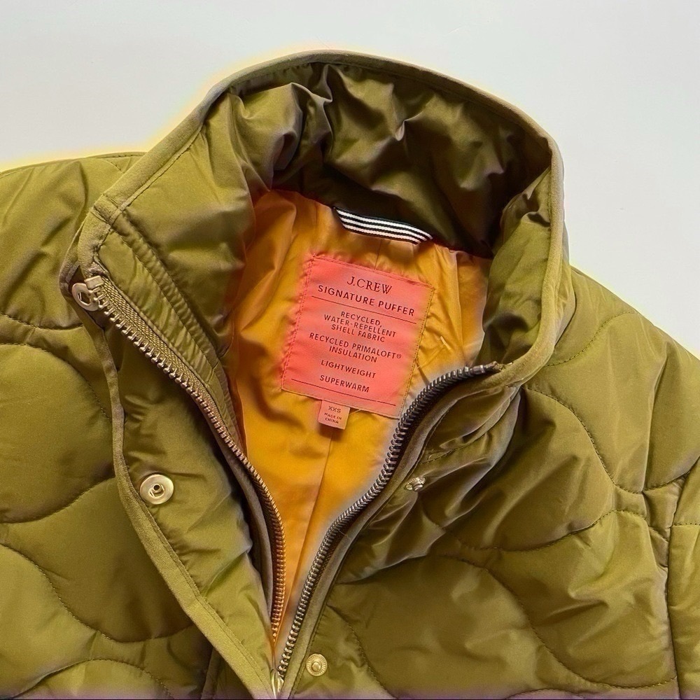 NEW J.Crew Women’s Quilted Cocoon Puffer With PrimaLoft Jacket Coat Green XXS - Picture 6 of 13